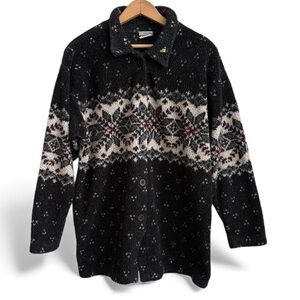 Vintage Sonoma Fair Isle Fleece Knit  Shirt Jacket Coat Large